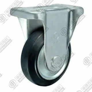 3" Top Plate Fixed Caster, Steel Core Rubber Wheel