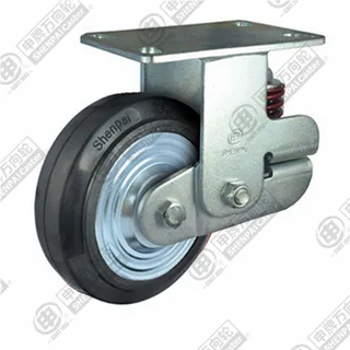 5" Top Plate Fixed Caster, Iron Core Rubber Wheel