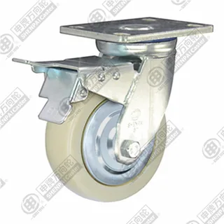 5" Top Plate Swivel Caster, Polypropylene Wheel, Total Lock Brake