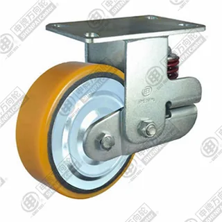 6" Top Plate Fixed Caster, Iron Core Polyurethane Wheel