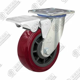 6" Top Plate Swivel Caster, PVC Plastic Wheel, Total Lock Brake