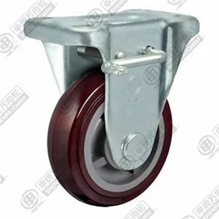 4" Top Plate Fixed Caster, Plastic-core Polyurethane Wheel, Rear Parking Brake