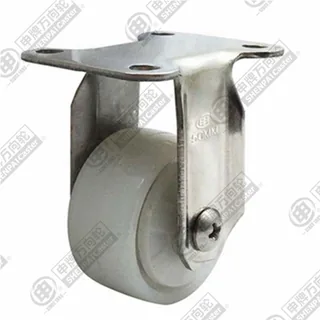 1.5" Top Plate Fixed Caster, Stainless Steel Frame, Integral Nylon Wheel
