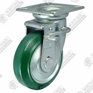 3" Top Plate Swivel Caster, Steel Core Rubber Wheel, Total Lock Brake