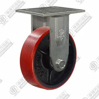 5" Top Plate Fixed Caster, Iron Core Polyurethane Wheel