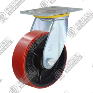5" Top Plate Swivel Caster, Iron Core Polyurethane Wheel