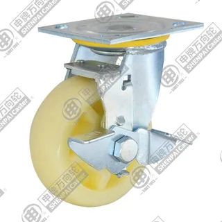 4" Top Plate Swivel Caster, Polypropylene Wheel, Rear Parking Brake