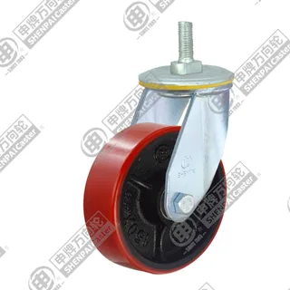 5" Threaded Stem Swivel Caster, Iron Core Polyurethane Wheel, M20*32