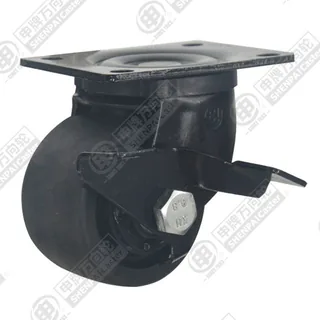 2.5" Top Plate Swivel Caster, Integral Nylon Wheel, Rear Parking Brake