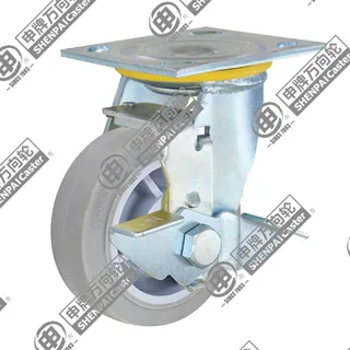 5" Top Plate Swivel Caster, Plastic-core TPE Wheel, Rear Parking Brake