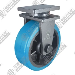 6" Top Plate Fixed Caster, Iron Core Polyurethane Wheel