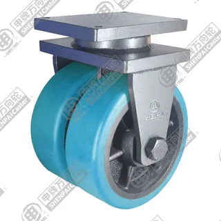 8" Top Plate Fixed Caster, Iron Core Polyurethane Wheel