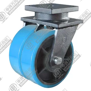 12" Top Plate Swivel Caster, Iron Core Polyurethane Wheel