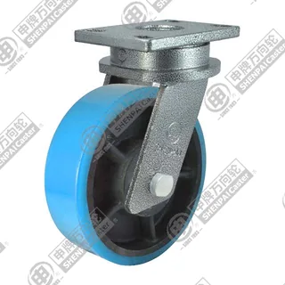 6" Top Plate Swivel Caster, Iron Core Polyurethane Wheel