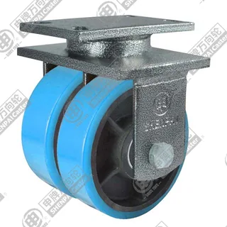 10" Top Plate Fixed Caster, Iron Core Polyurethane Wheel