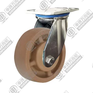 4" Top Plate Fixed Caster, Stainless Steel Frame, High Temperature Nylon Wheel