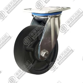 4" Top Plate Fixed Caster, Stainless Steel Frame, High Temperature Nylon Wheel