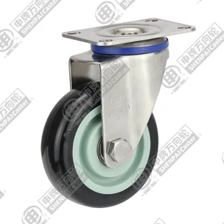 4" Top Plate Swivel Caster, Stainless Steel Frame, Plastic-core Polyurethane Wheel