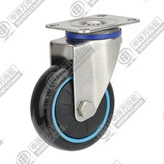 3" Top Plate Swivel Caster, Stainless Steel Frame, Plastic-core Polyurethane Wheel