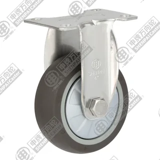 3" Top Plate Fixed Caster, Stainless Steel Frame, Plastic-core TPE Wheel