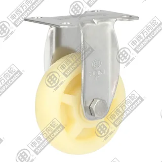 4" Top Plate Fixed Caster, Stainless Steel Frame, Polypropylene Wheel