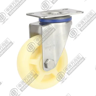 4" Top Plate Swivel Caster, Stainless Steel Frame, Polypropylene Wheel