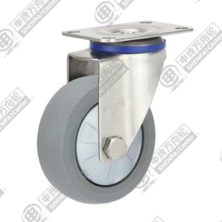 4" Top Plate Swivel Caster, Stainless Steel Frame, Plastic-core TPE Wheel
