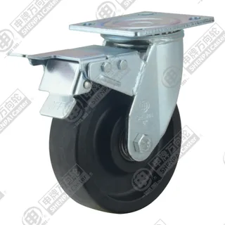 5" Top Plate Swivel Caster, High Temperature Nylon Wheel, Total Lock Brake