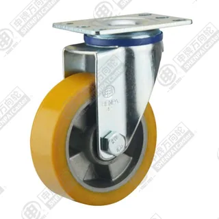 4" Top Plate Swivel Caster, Aluminum Core Polyurethane Wheel