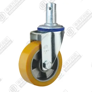 3" Round Stem Swivel Caster, Aluminum Core Polyurethane Wheel