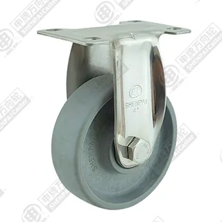 4" Top Plate Fixed Caster, Stainless Steel Frame, High Temperature Nylon Wheel