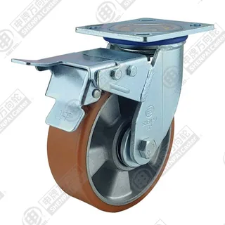 4" Top Plate Swivel Caster, Aluminum Core Polyurethane Wheel, Total Lock Brake