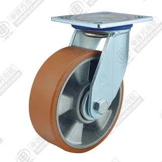 4" Top Plate Swivel Caster, Aluminum Core Polyurethane Wheel