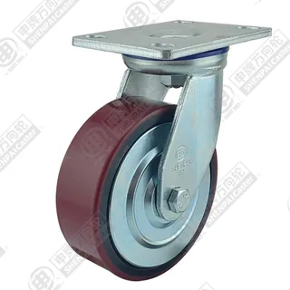 5" Top Plate Swivel Caster, Iron Core Polyurethane Wheel