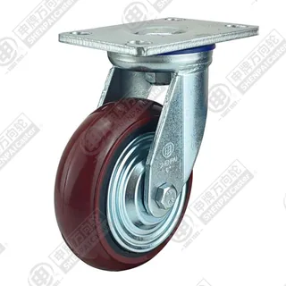 6" Top Plate Swivel Caster, Iron Core Polyurethane Wheel