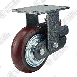 6" Top Plate Fixed Caster, Iron Core Polyurethane Wheel