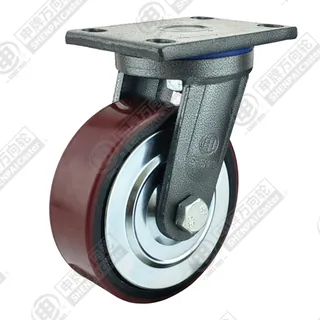 5" Top Plate Swivel Caster, Iron Core Polyurethane Wheel