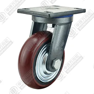 5" Top Plate Swivel Caster, Iron Core Polyurethane Wheel