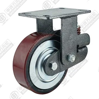 8" Top Plate Fixed Caster, Iron Core Polyurethane Wheel