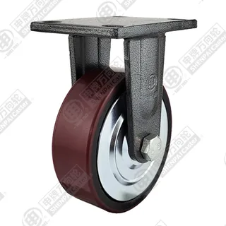 5" Top Plate Fixed Caster, Iron Core Polyurethane Wheel, Direction Lock Brake