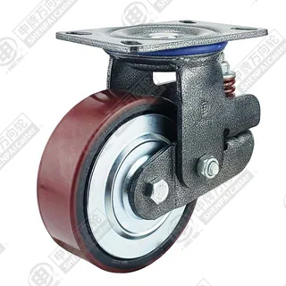 8" Top Plate Swivel Caster, Iron Core Polyurethane Wheel