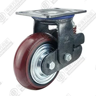 6" Top Plate Swivel Caster, Iron Core Polyurethane Wheel