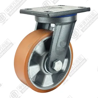 5" Top Plate Swivel Caster, Aluminum Core Polyurethane Wheel