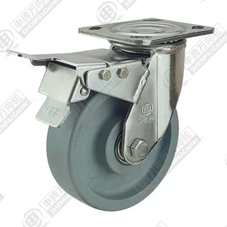 5" Top Plate Swivel Caster, Stainless Steel Frame, High Temperature Nylon Wheel, Total Lock Brake