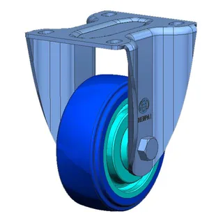 3" Top Plate Fixed Caster, Plastic-core Polyurethane Wheel