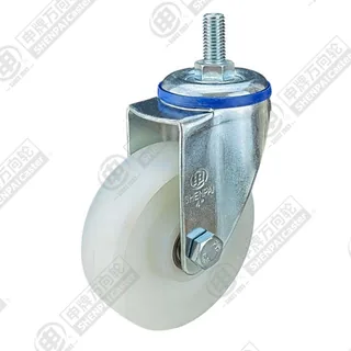 3" Threaded Stem Swivel Caster, Integral Nylon Wheel, M12*25