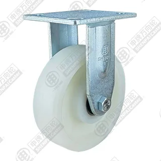 4" Top Plate Fixed Caster, Integral Nylon Wheel