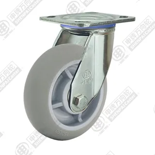 5" Top Plate Swivel Caster, Stainless Steel Frame, Plastic-core TPE Wheel