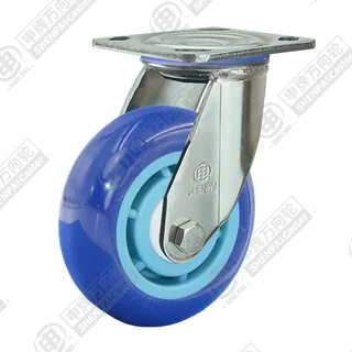 4" Top Plate Swivel Caster, Stainless Steel Frame, Plastic-core Polyurethane Wheel