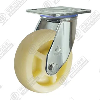 5" Top Plate Swivel Caster, Stainless Steel Frame, Polypropylene Wheel